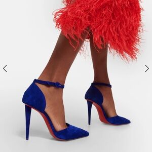 Christian Louboutin Astrida Bride 100mm Suede Pumps in Royal Blue